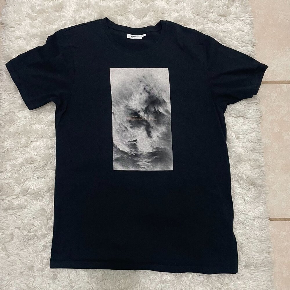 WESC Stockholm Black Graphic Mens Large Short Sleeve Shirt